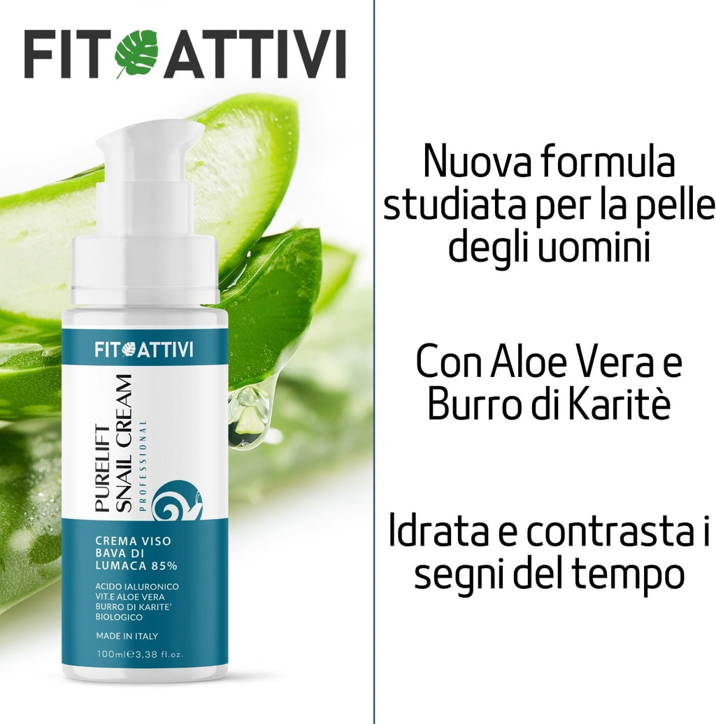 100 Ml | Siero Viso Acido Ialuronico E Vitamina C Con Bava Di Lumaca, Siero anti Imperfezioni Antirughe E Antimacchia, Siero Viso Pelle Grassa Naturale E Made in Italy - FITOATTIVI
