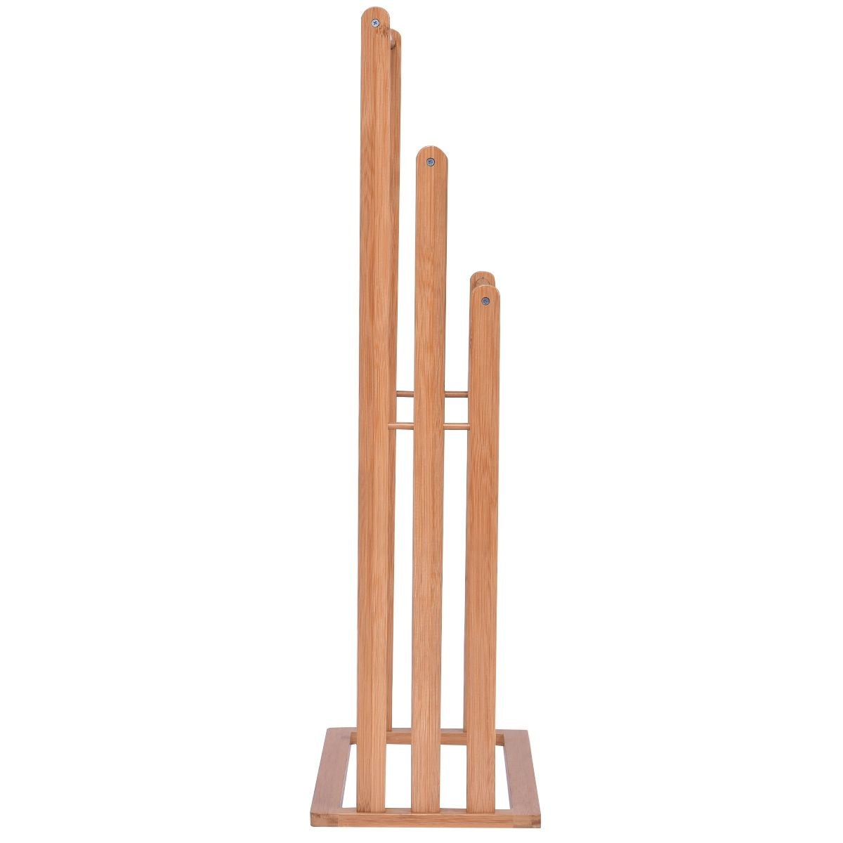 Porta Asciugamani in Legno Di Bambu Con 3 Barre in Acciaio Inox Da Terra 46X24X84Cm