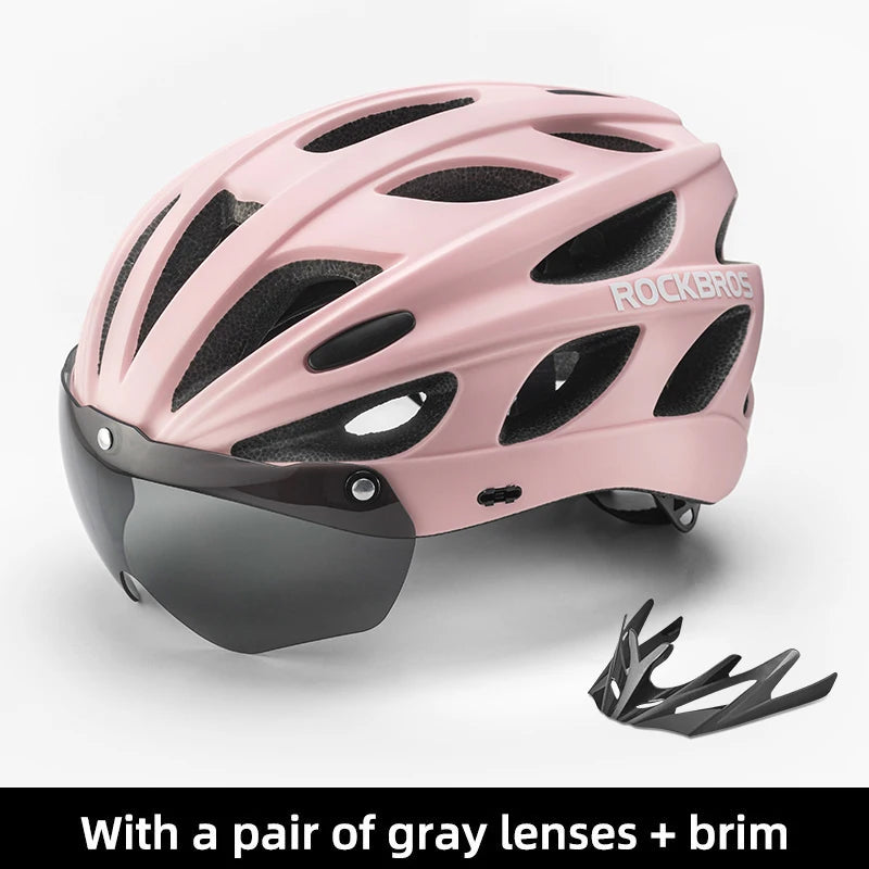 Bicycle Helmet Men EPS Integrally-Molded Breathable Cycling Helmet Men Women Goggles Lens Aero MTB Road Bike Helmet