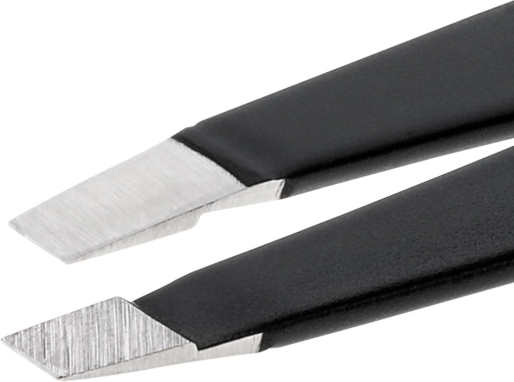 Pinzetta (Punte Oblique Rettificate, Pinzetta per Sopracciglia, Qualità Professionale, Acciaio Inox), Nero