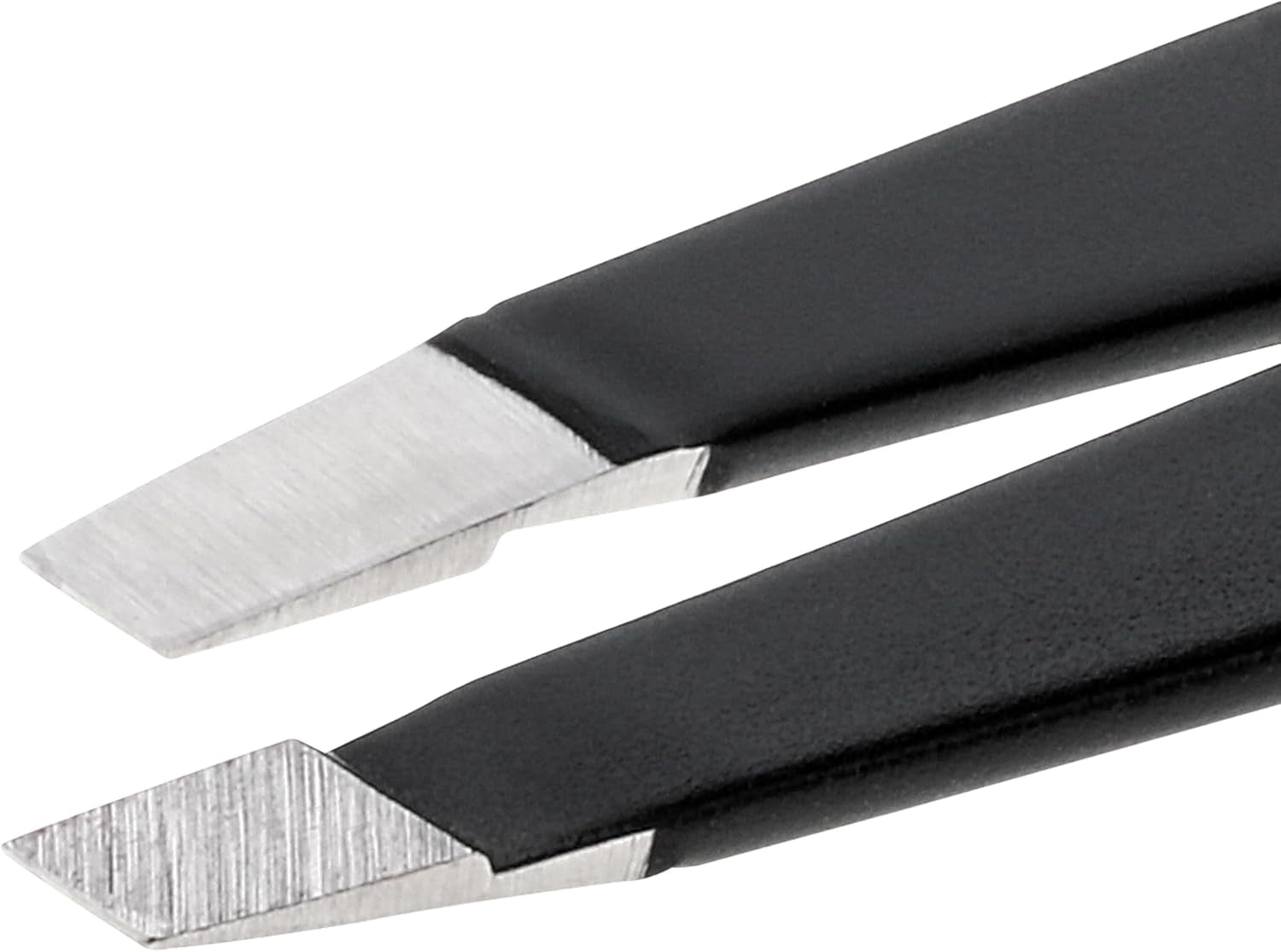 Pinzetta (Punte Oblique Rettificate, Pinzetta per Sopracciglia, Qualità Professionale, Acciaio Inox), Nero