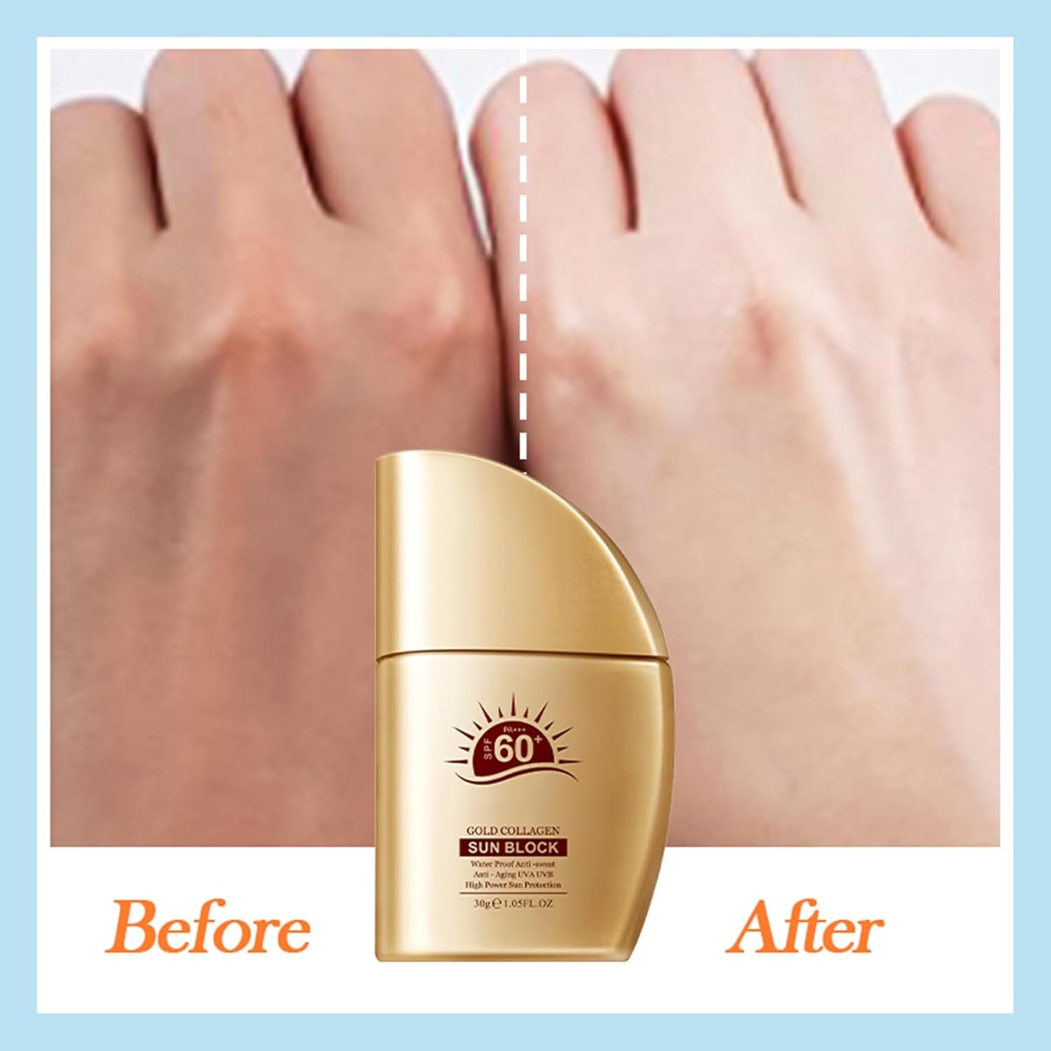 Crema Solare SPF60 +, Crema Solare Viso, Tutti Giorni Crema Solare Lozione Solare, Crema Solare Non Grassa per Il Viso, Texture Leggera, Protezione Solare a Lunga Durata (30G+40G)