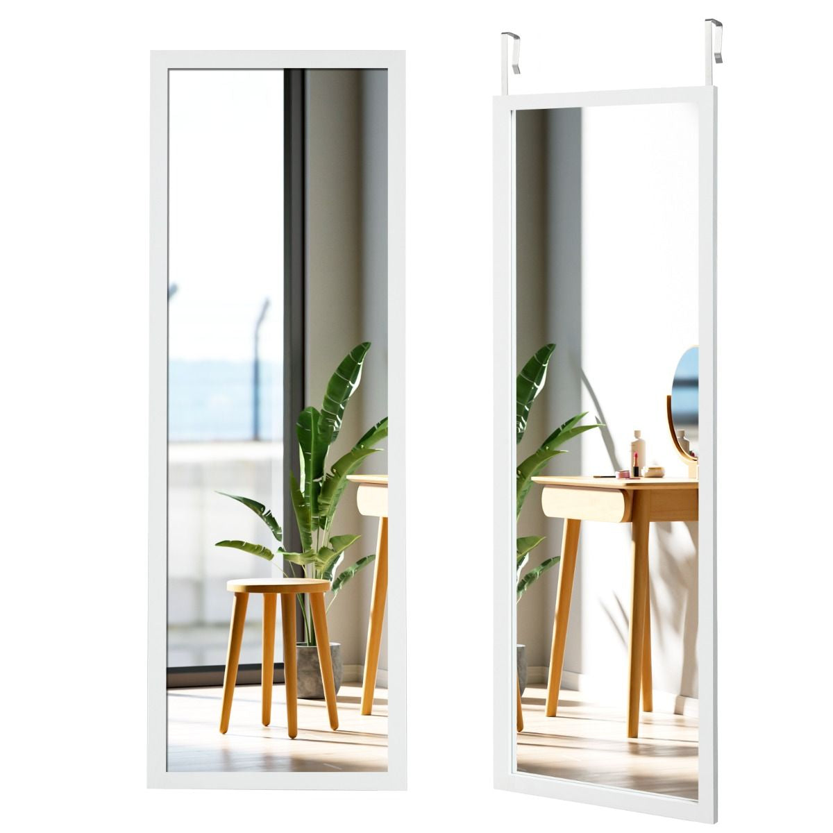 Specchio a Figura Intera Sulla Porta O Sul Muro, Specchio per Camera Da Letto Salone Spogliatoio 120X37Cm Bianco