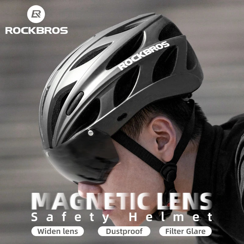 Bicycle Helmet Men EPS Integrally-Molded Breathable Cycling Helmet Men Women Goggles Lens Aero MTB Road Bike Helmet