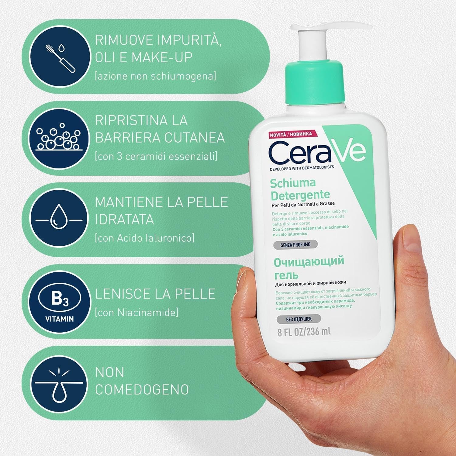 Cerave Detergente Idratante Viso + Crema Idratante Viso Con Protezione Solare