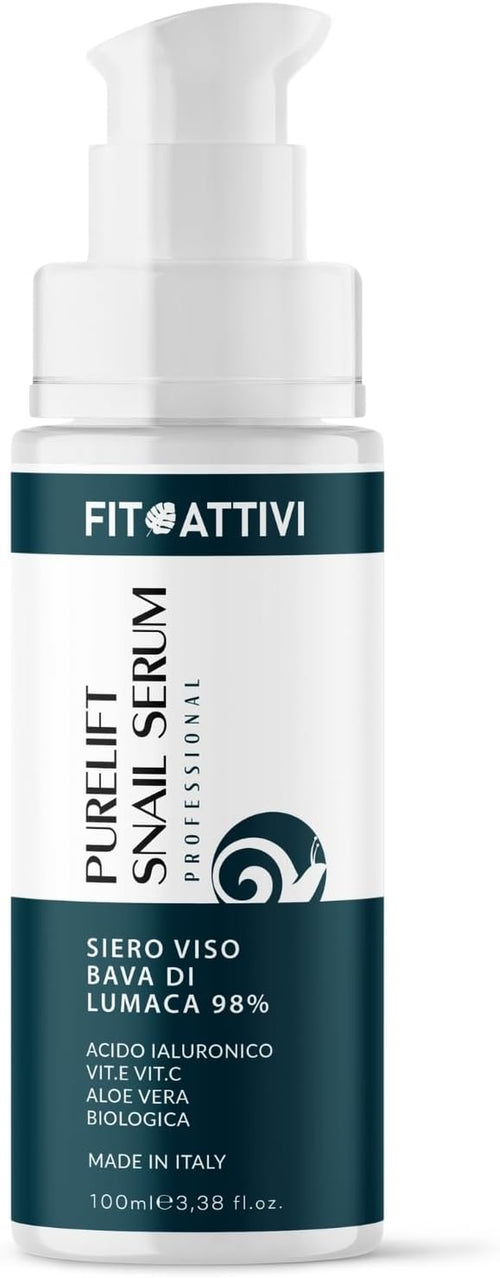 100 Ml | Siero Viso Acido Ialuronico E Vitamina C Con Bava Di Lumaca, Siero anti Imperfezioni Antirughe E Antimacchia, Siero Viso Pelle Grassa Naturale E Made in Italy - FITOATTIVI