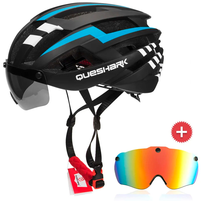 Men Women Cycling Helmet MTB Road Bike Bicycle Motorcycle Riding Removable Yellow Colorful Silver Blue Lens QE115