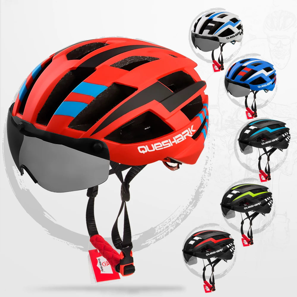 Men Women Cycling Helmet MTB Road Bike Bicycle Motorcycle Riding Removable Yellow Colorful Silver Blue Lens QE115