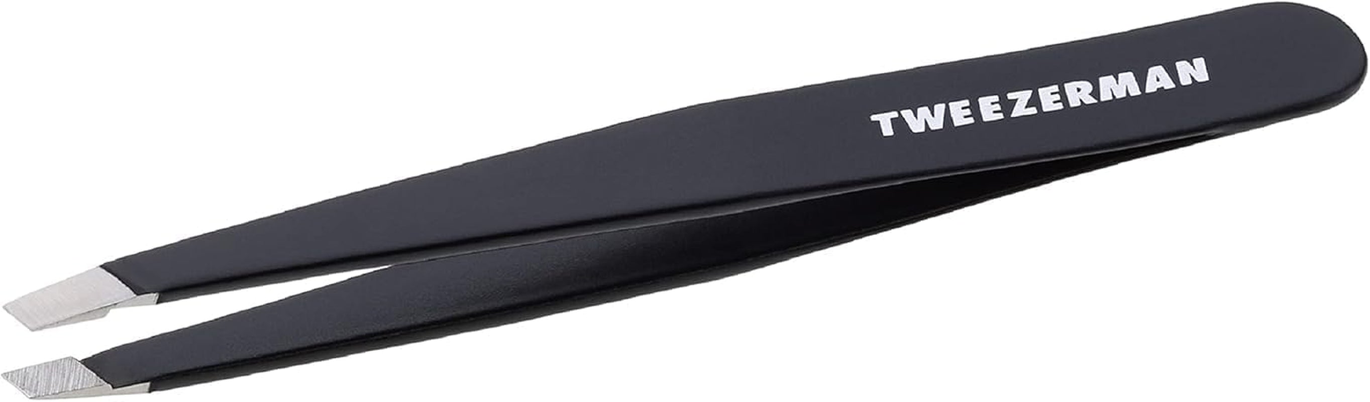 Pinzetta (Punte Oblique Rettificate, Pinzetta per Sopracciglia, Qualità Professionale, Acciaio Inox), Nero