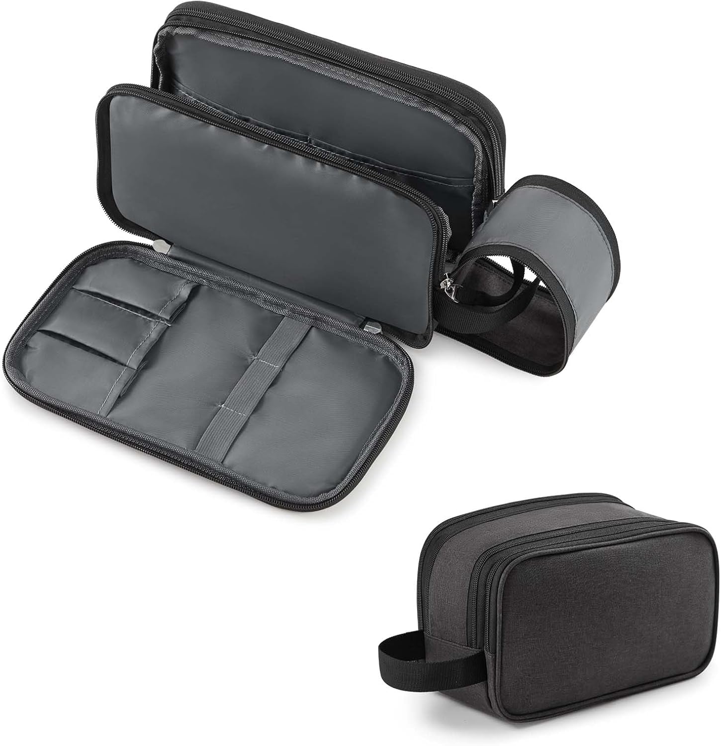Beauty Case Viaggio, Trousse Resistente All'Acqua per Prodotti Da Toeletta E Accessori Da Barba, Medio, Nero