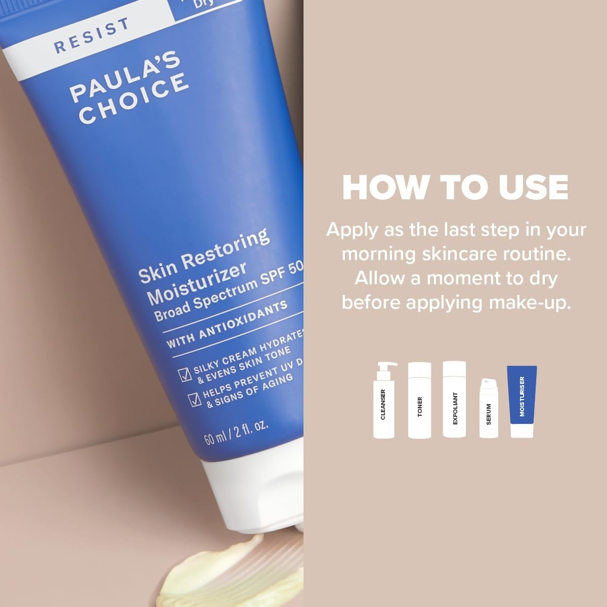RESIST Anti-Aging Rigenerante Crema Giorno SPF 50 - Crema Idratante Antirughe per Viso - Protezione Solare Con Burro Di Karitè & Niacinamide - Pelli Normali O Secche - 60 Ml