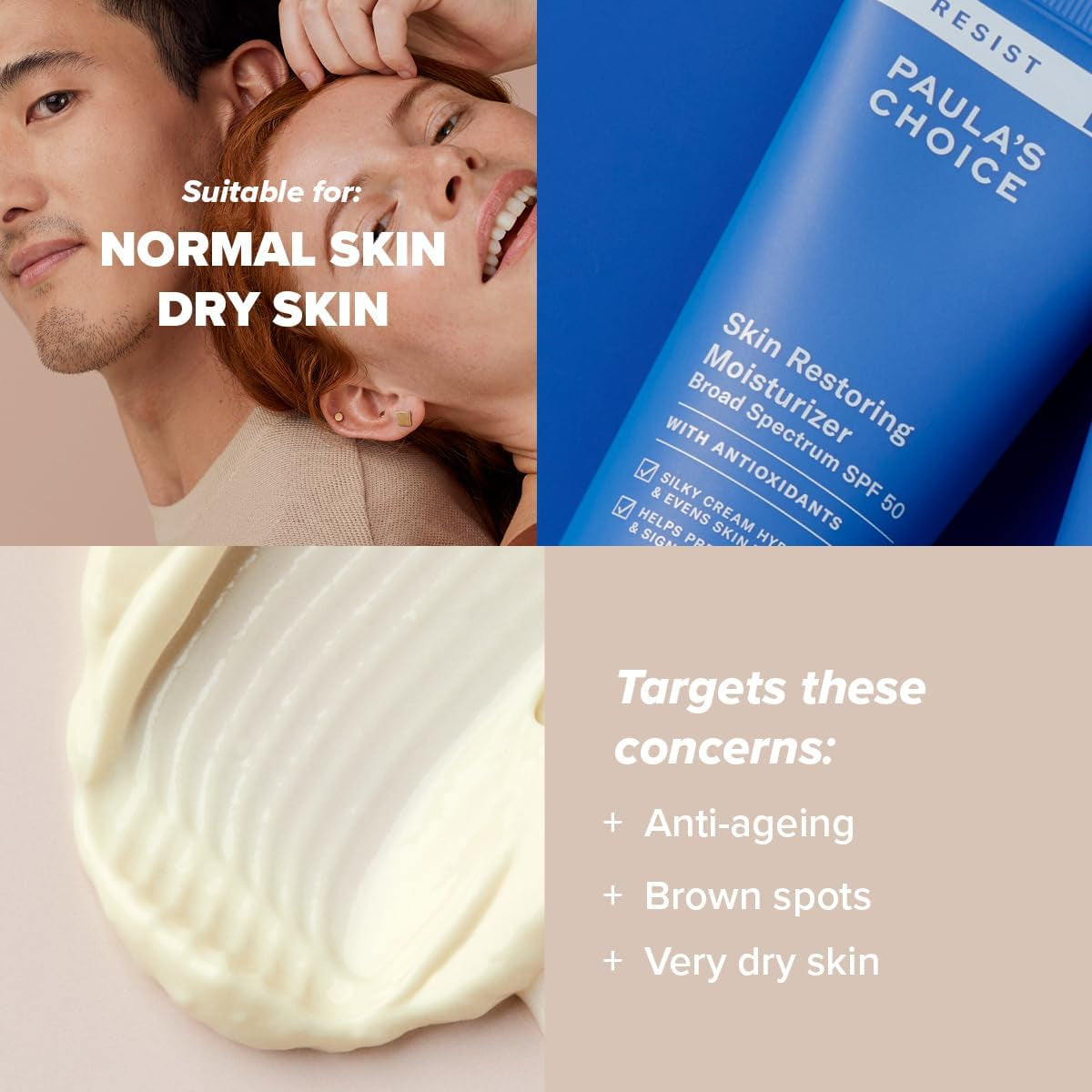 RESIST Anti-Aging Rigenerante Crema Giorno SPF 50 - Crema Idratante Antirughe per Viso - Protezione Solare Con Burro Di Karitè & Niacinamide - Pelli Normali O Secche - 60 Ml