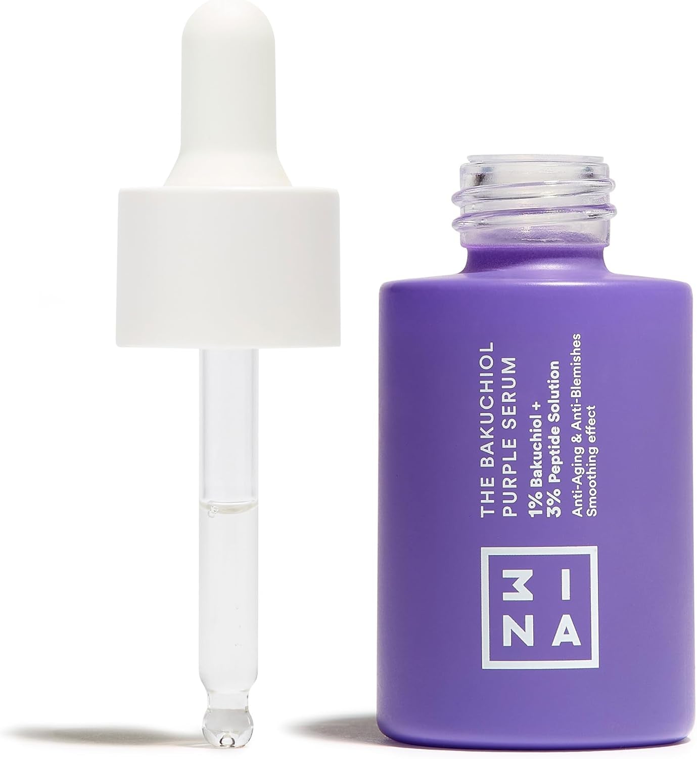 MAKEUP - the Bakuchiol Purple Serum - Con 1% Bakuchiol + 3% Peptidi - Siero Viso Antirughe Antimacchia & anti Imperfezioni - Siero Idratante Viso - Vegan - Cruelty Free