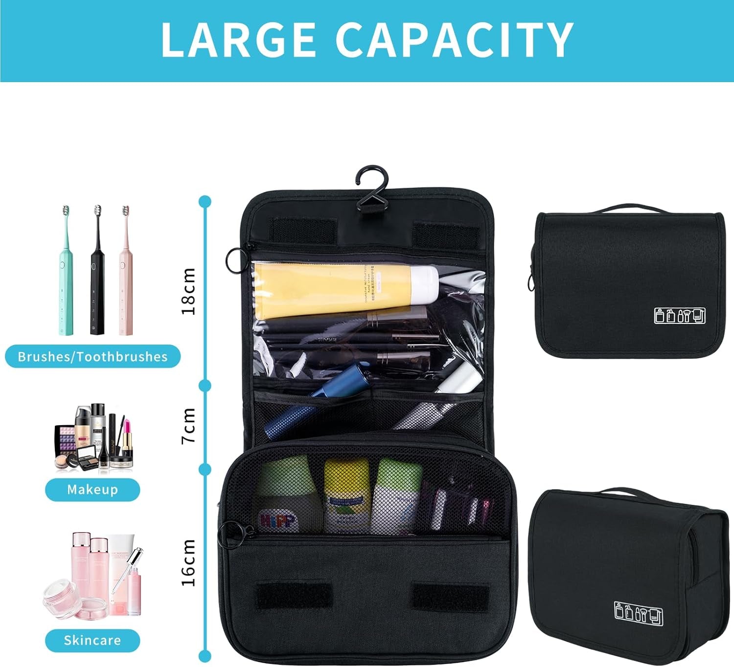 Beauty Case Da Viaggio Donna, Beauty Case Donna Uomo Trousse Da Viaggio Travel Essentials Porta Trucchi Da Viaggio Borsa Da Toilette Pensata Da Viaggio (Nero)