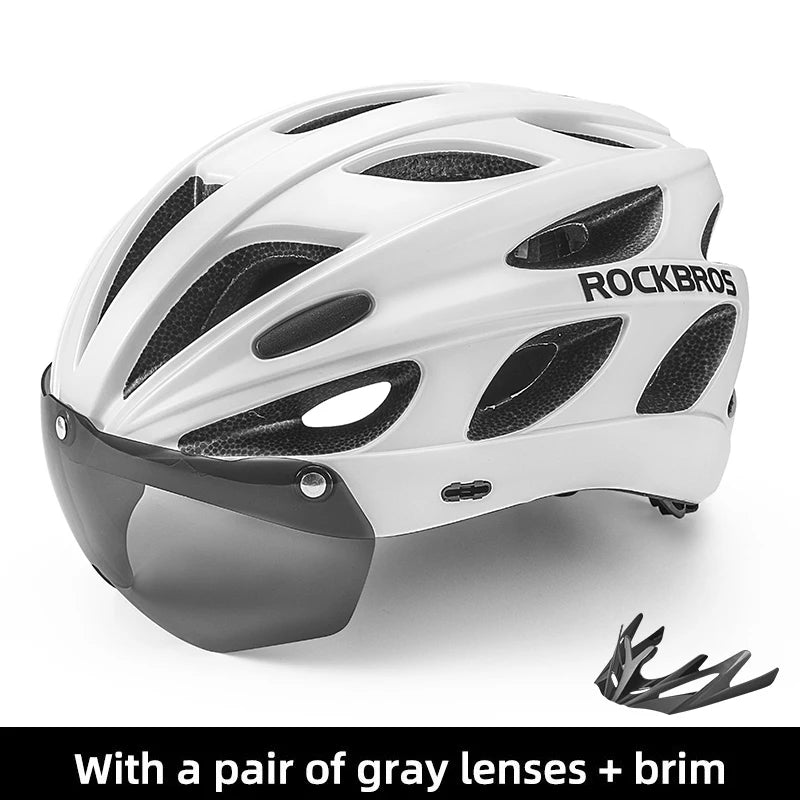 Bicycle Helmet Men EPS Integrally-Molded Breathable Cycling Helmet Men Women Goggles Lens Aero MTB Road Bike Helmet
