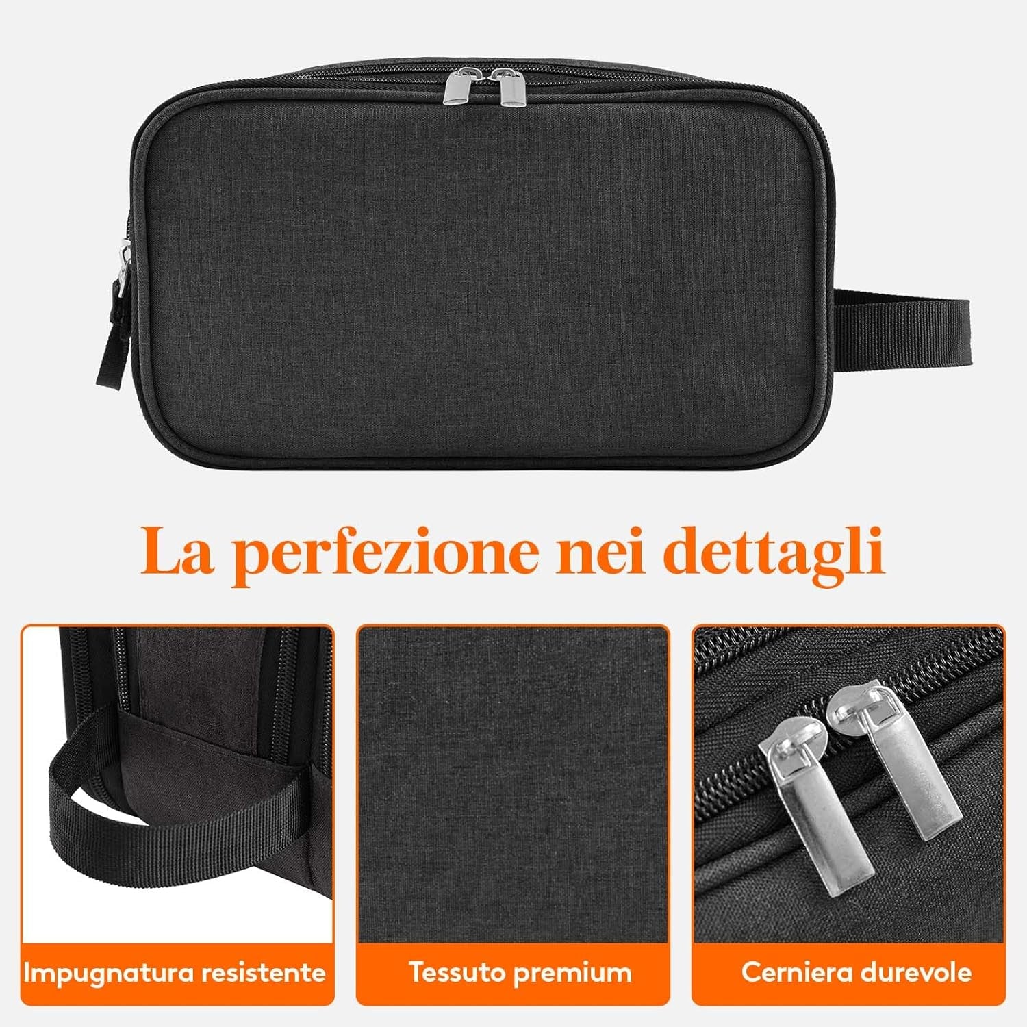 Beauty Case Viaggio, Trousse Resistente All'Acqua per Prodotti Da Toeletta E Accessori Da Barba, Medio, Nero