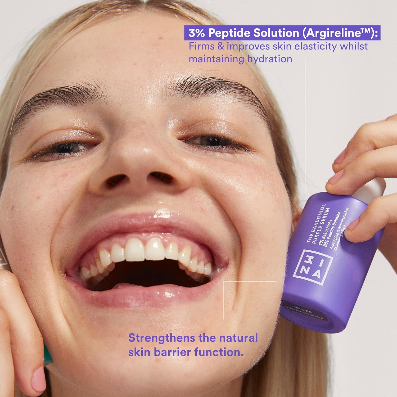 MAKEUP - the Bakuchiol Purple Serum - Con 1% Bakuchiol + 3% Peptidi - Siero Viso Antirughe Antimacchia & anti Imperfezioni - Siero Idratante Viso - Vegan - Cruelty Free