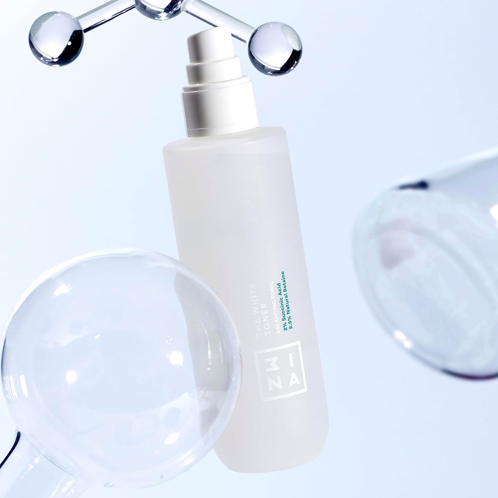 MAKEUP - the White Toner - Tonico Viso 2% Acido Succinico + 2.5% Betaina Naturale - Toner Viso Minimizza Acne Sebo & Pori - Tonico Idratante Viso - Vegan - Cruelty Free