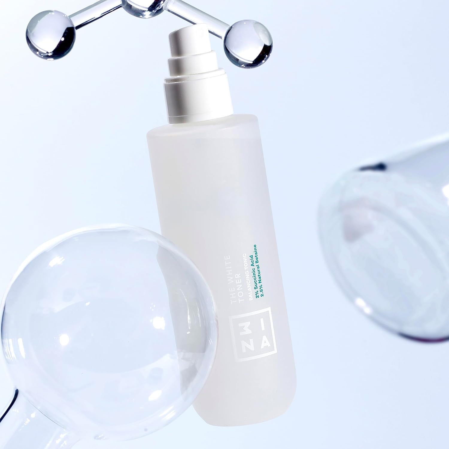 MAKEUP - the White Toner - Tonico Viso 2% Acido Succinico + 2.5% Betaina Naturale - Toner Viso Minimizza Acne Sebo & Pori - Tonico Idratante Viso - Vegan - Cruelty Free