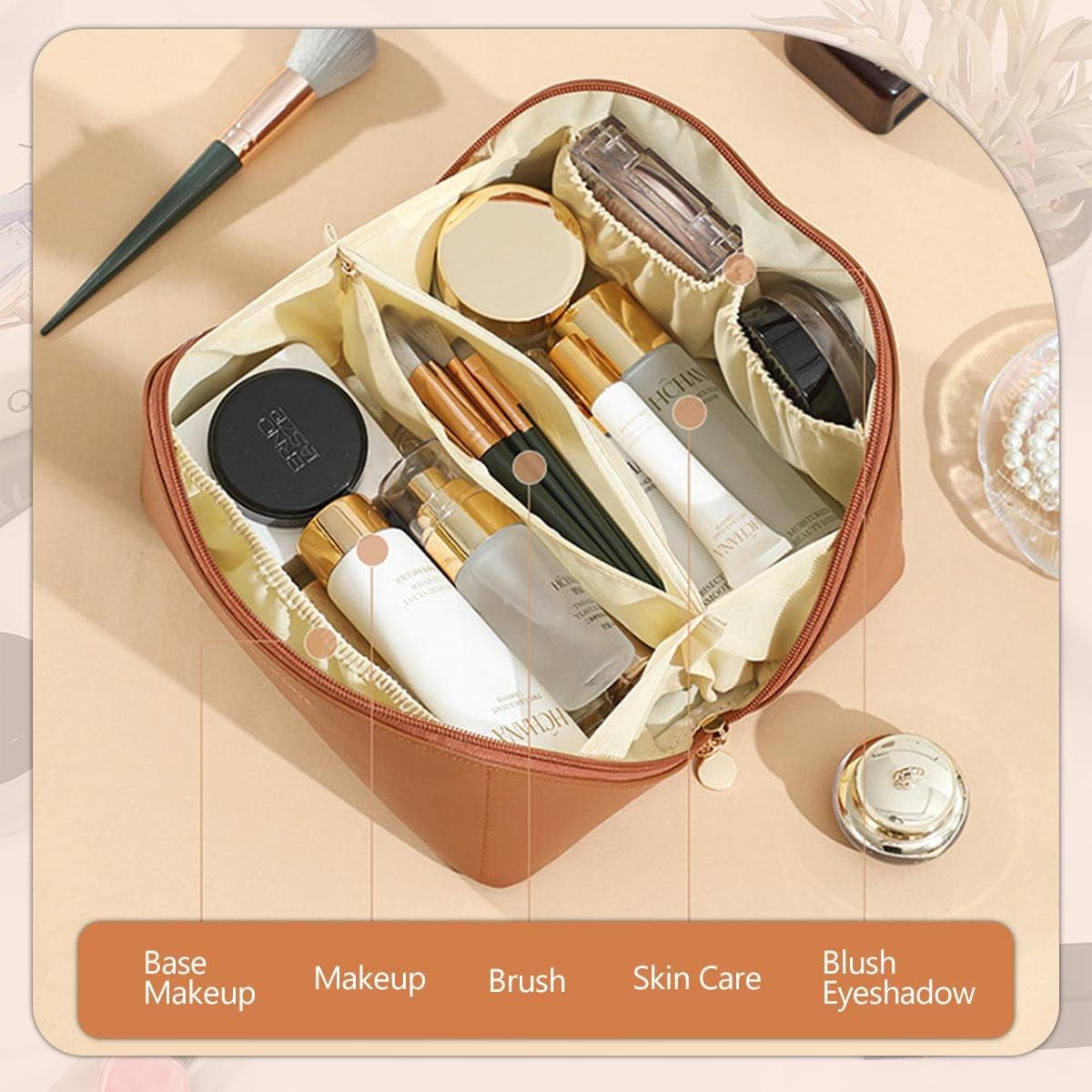 Borsa Cosmetica Da Viaggio,Pochette Trucchi,Borsa Trucchi,Borsa Porta Trucchi,Porta Trucchi Da Viaggio Portatili,Make up Bag Con Cerniera