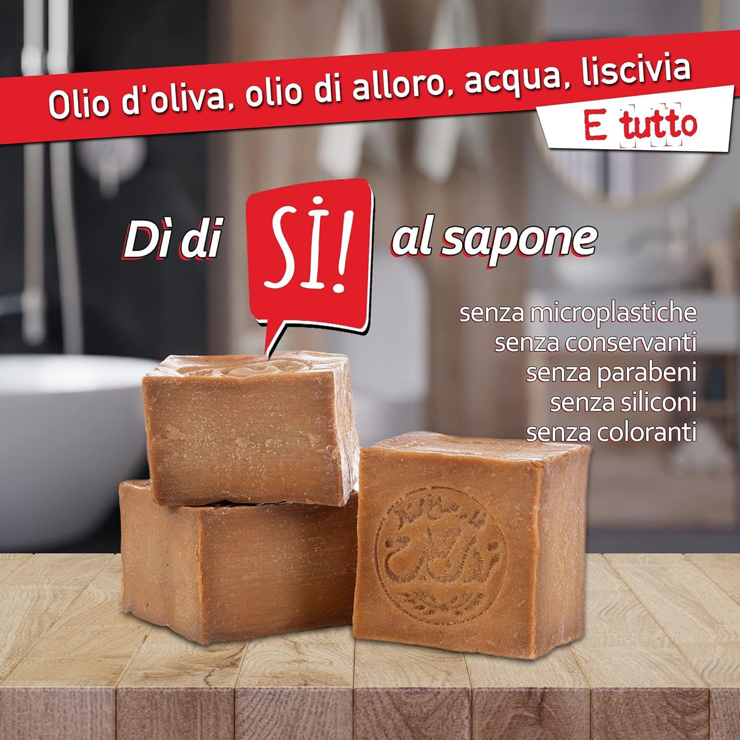 ® Set Di 3 Saponi Originali Di Aleppo, Ciascuno Circa 200 Gr (Circa 600 Gr in Totale), 90% Olio D'Oliva / 10% Olio Di Alloro + Sacchetto per Sapone in Sisal | Sapone Naturale