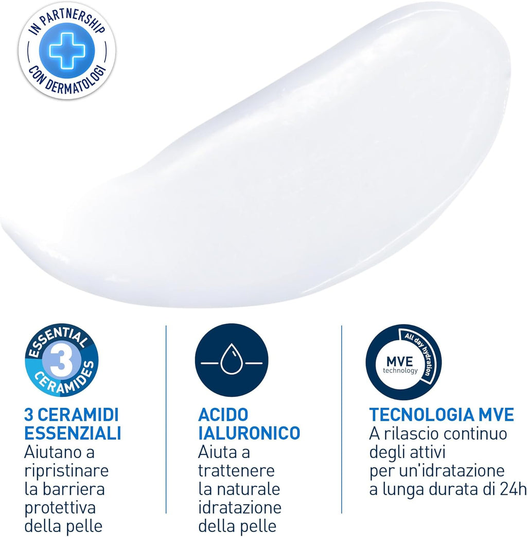 Cerave Lozione Idratante Viso E Corpo, per Pelli Da Normali a Secche, Idratazione Profonda E Duratura, Con Acido Ialuronico E 3 Ceramidi, 562 Ml
