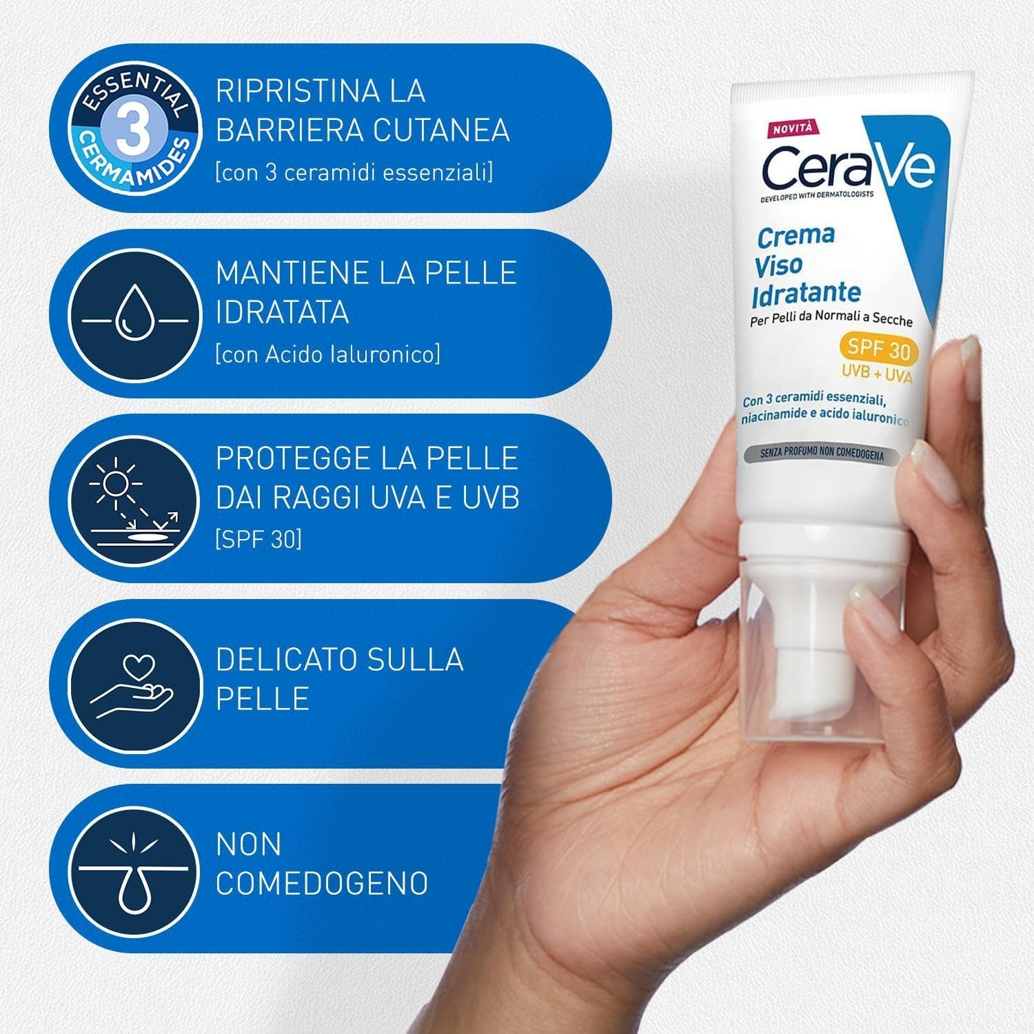 Cerave Detergente Idratante Viso + Crema Idratante Viso Con Protezione Solare