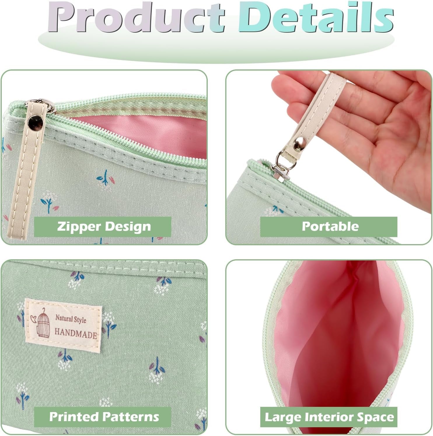 4 Pezzi Borsa Cosmetica Da Viaggio, Segeltuch Sacchetto Cosmetico,Borsa Cosmetica Portatile, Borsa Cosmetica Da Donna, Borse Da Toilette Impermeabile Portatile 18 X 11.5 X 4Cm
