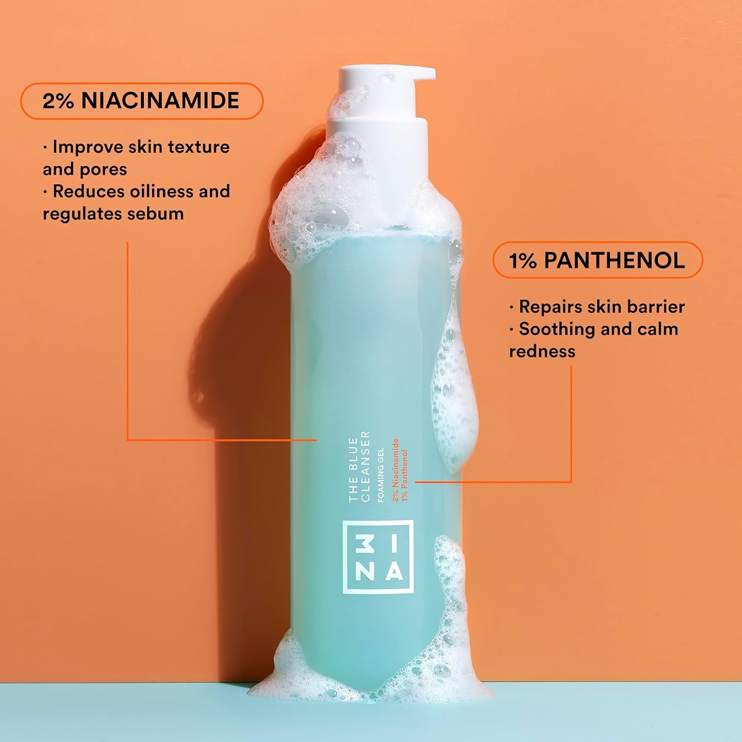 MAKEUP - the Blue Cleanser - Gel Detergente Viso 2% Niacinamie + 1% Pantenolo - Regola La Produzione Di Sebo & Riparare La Barriera Cutanea - Cleanser Viso - Vegan - Cruelty Free