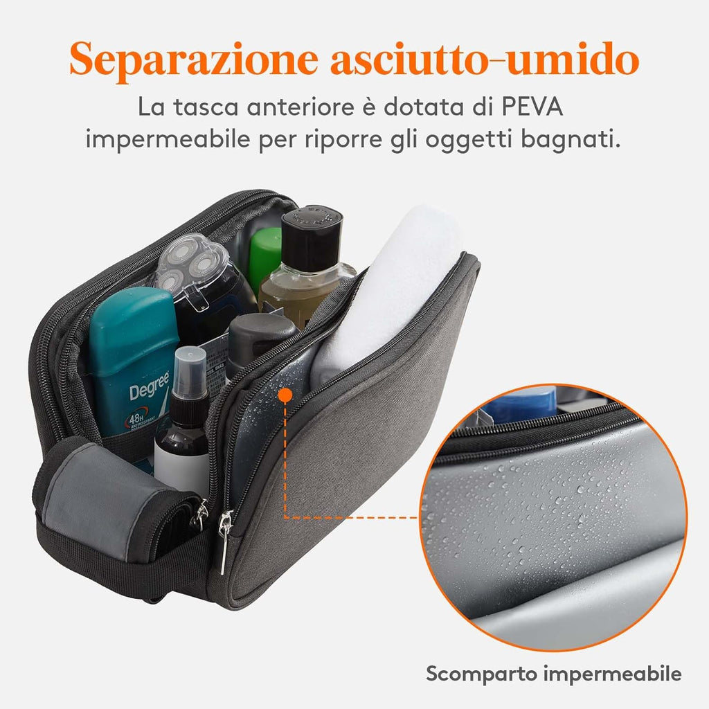 Beauty Case Viaggio, Trousse Resistente All'Acqua per Prodotti Da Toeletta E Accessori Da Barba, Medio, Nero