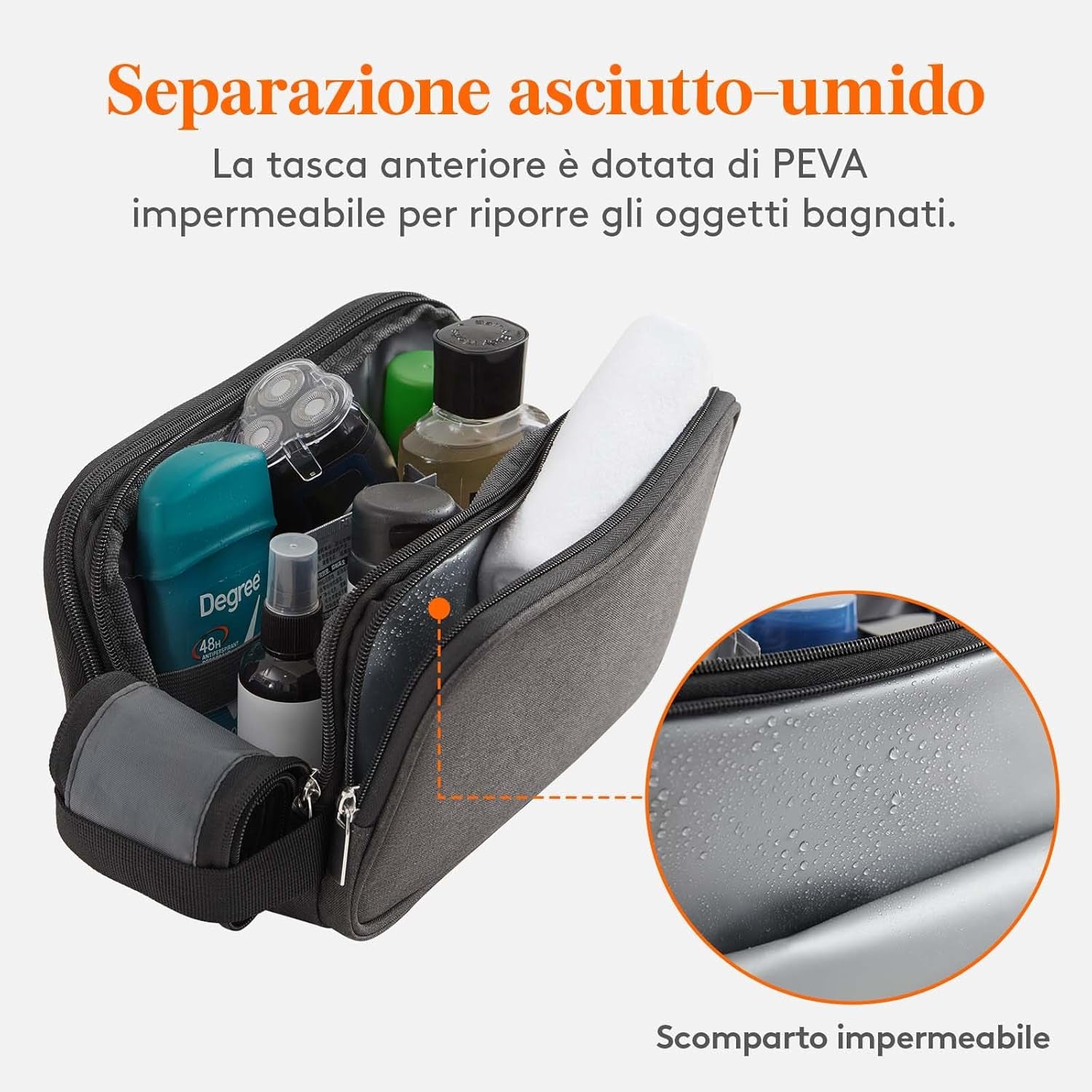 Beauty Case Viaggio, Trousse Resistente All'Acqua per Prodotti Da Toeletta E Accessori Da Barba, Medio, Nero