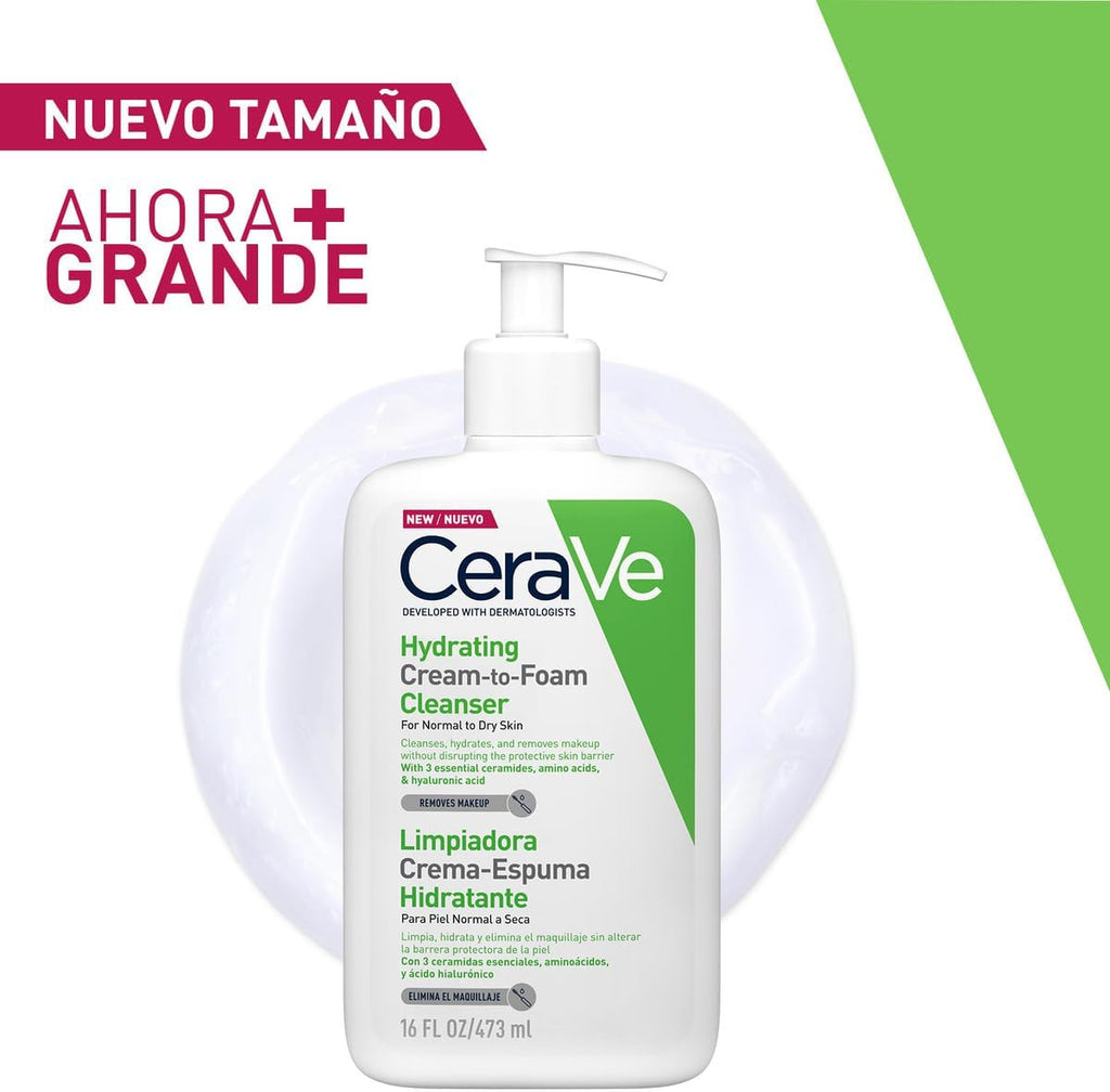 Cerave Crema Schiumosa Detergente Idratante Viso per Pelli Normali a Secche, 473 Ml