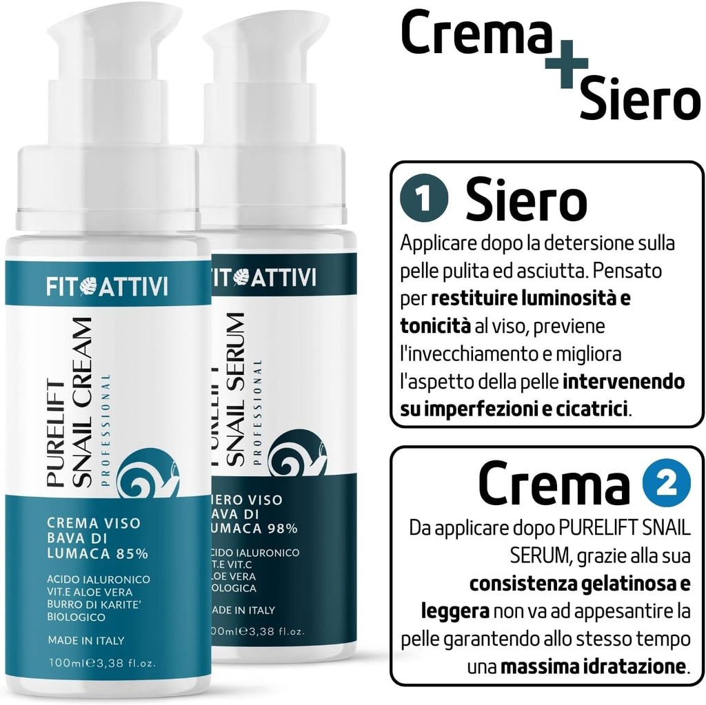 100 Ml | Siero Viso Acido Ialuronico E Vitamina C Con Bava Di Lumaca, Siero anti Imperfezioni Antirughe E Antimacchia, Siero Viso Pelle Grassa Naturale E Made in Italy - FITOATTIVI