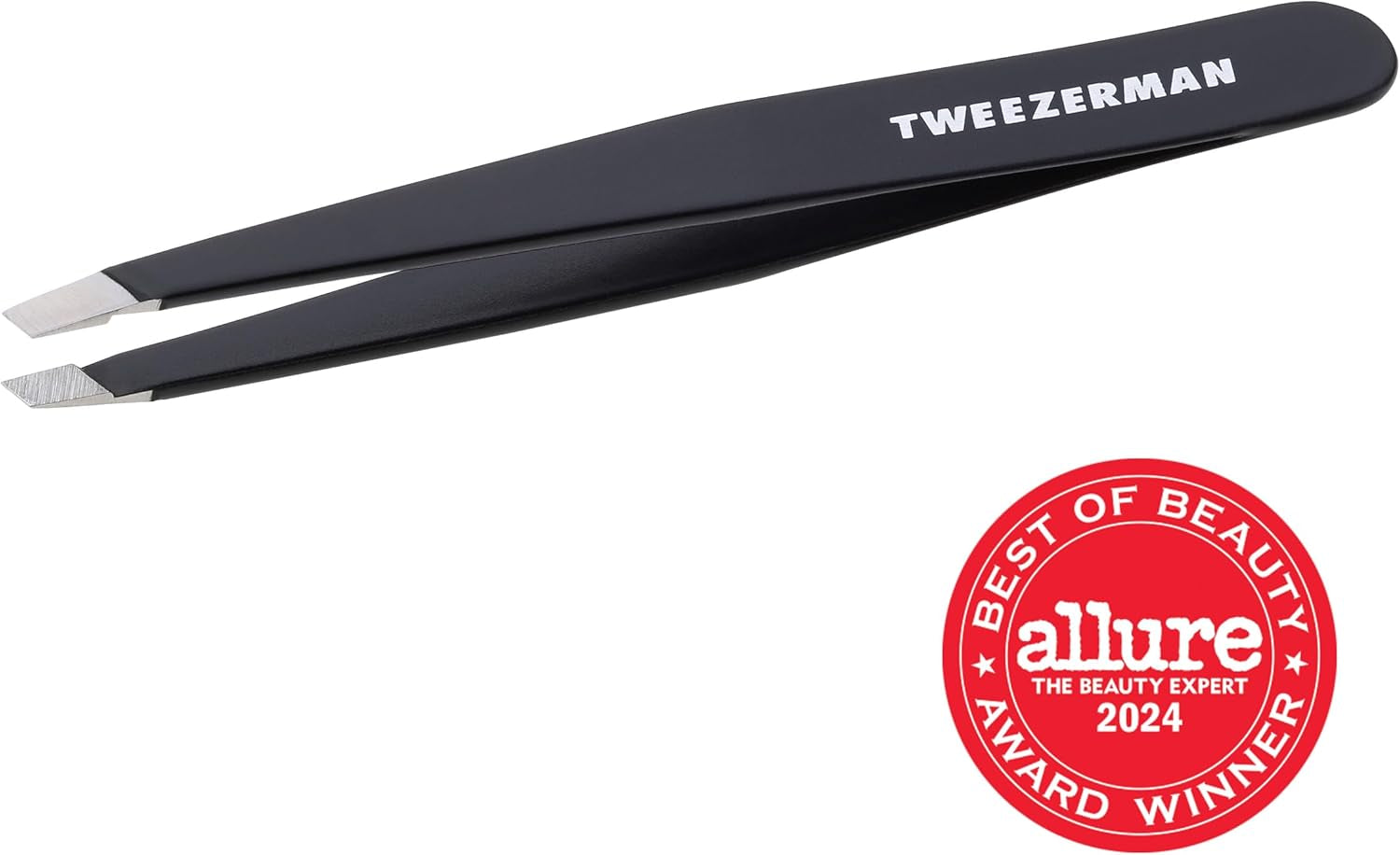 Pinzetta (Punte Oblique Rettificate, Pinzetta per Sopracciglia, Qualità Professionale, Acciaio Inox), Nero