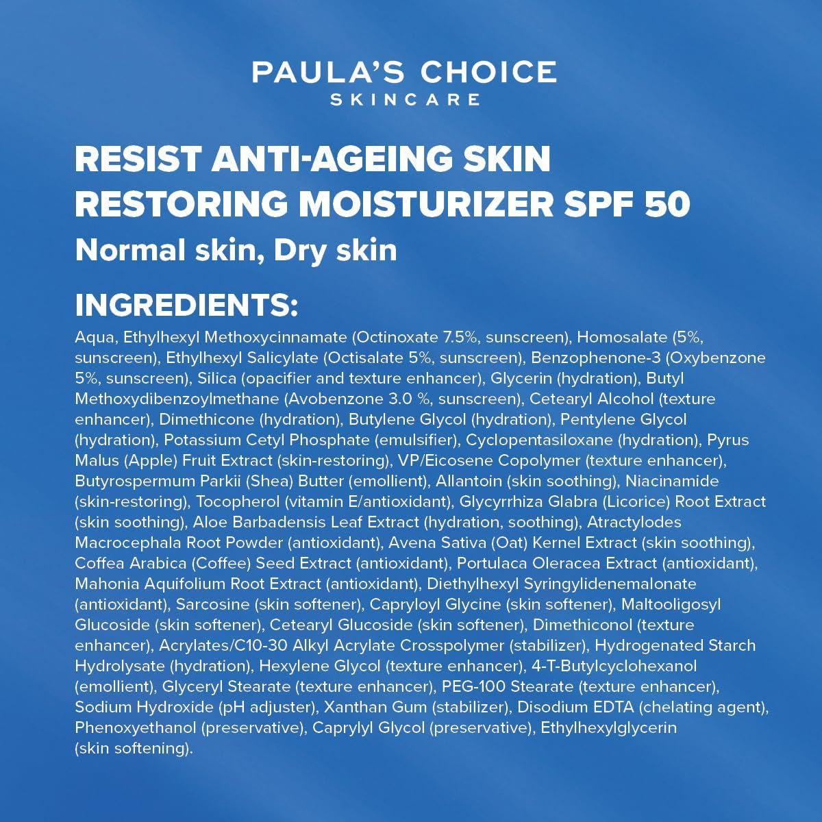 RESIST Anti-Aging Rigenerante Crema Giorno SPF 50 - Crema Idratante Antirughe per Viso - Protezione Solare Con Burro Di Karitè & Niacinamide - Pelli Normali O Secche - 60 Ml