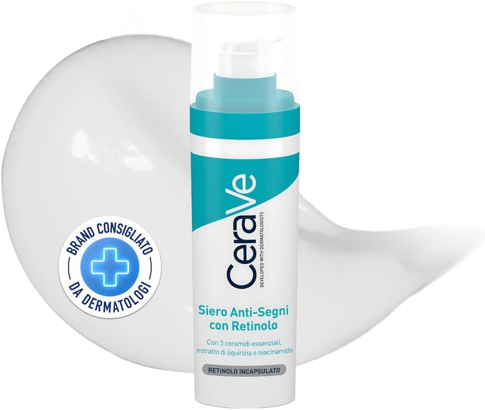 Cerave Siero Anti-Segni Con Retinolo, per Segni Post-Imperfezioni E Pori Dilatati, Pelle Morbida E Levigata, Con Retinolo Incapsulato, Liquirizia, Ceramidi E Niacinamide, 30 Ml