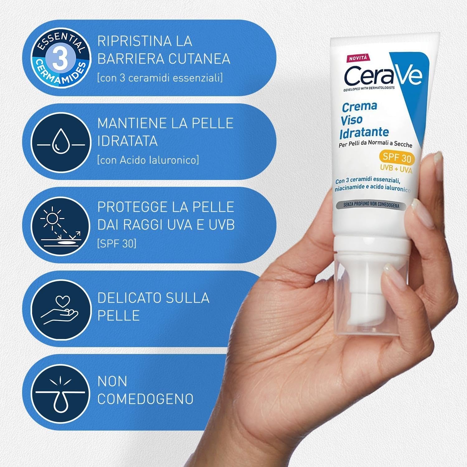 Cerave Detergente Idratante Viso + Crema Idratante Viso Con Protezione Solare