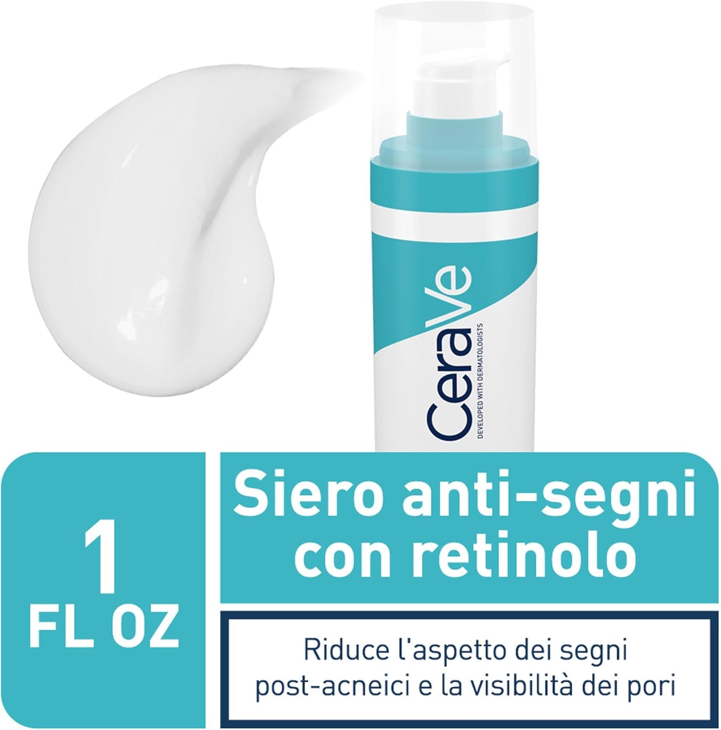 Cerave Siero Anti-Segni Con Retinolo, per Segni Post-Imperfezioni E Pori Dilatati, Pelle Morbida E Levigata, Con Retinolo Incapsulato, Liquirizia, Ceramidi E Niacinamide, 30 Ml