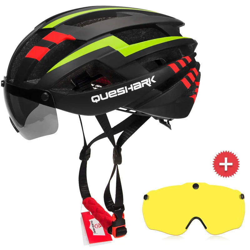 Men Women Cycling Helmet MTB Road Bike Bicycle Motorcycle Riding Removable Yellow Colorful Silver Blue Lens QE115