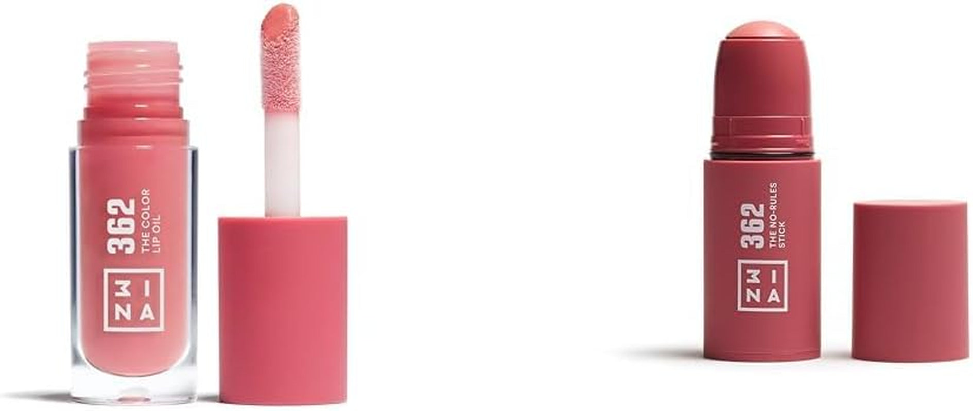MAKEUP - the Color Lip Oil 362 + the No-Rules Stick 362 - Balsamo Labbra E Blush in Crema Rosa Con Acido Ialuronico + Blush Stick per Occhi Labbra E Guance - Vegan - Cruelty Free