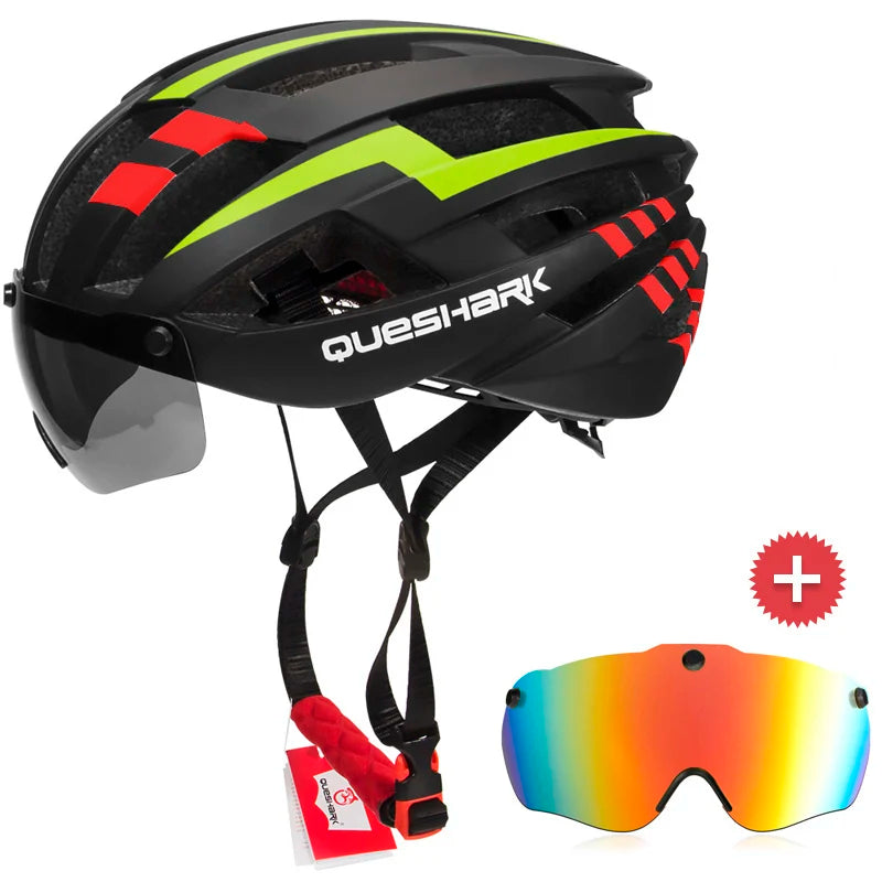 Men Women Cycling Helmet MTB Road Bike Bicycle Motorcycle Riding Removable Yellow Colorful Silver Blue Lens QE115