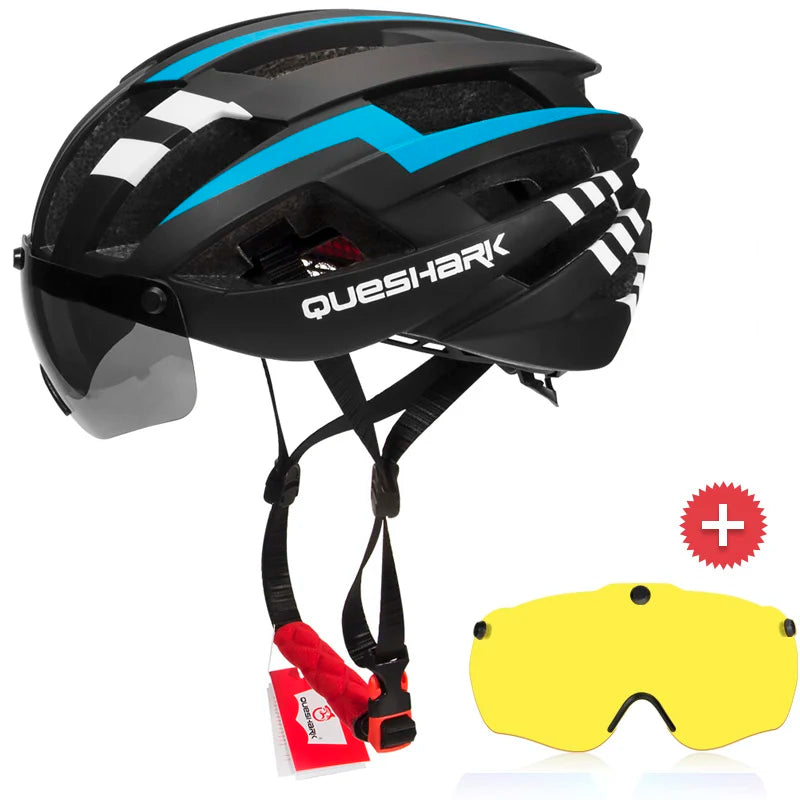 Men Women Cycling Helmet MTB Road Bike Bicycle Motorcycle Riding Removable Yellow Colorful Silver Blue Lens QE115