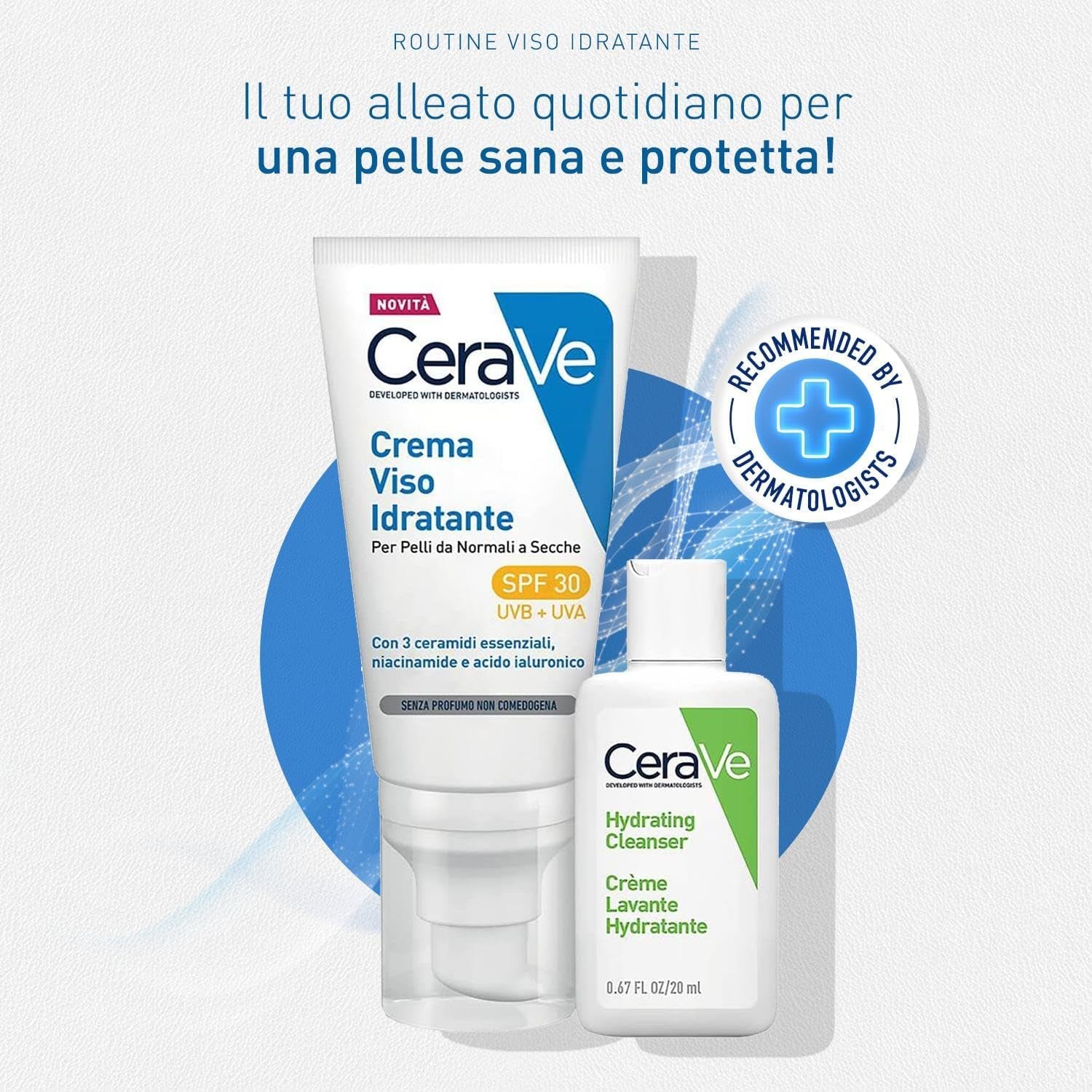 Cerave Detergente Idratante Viso + Crema Idratante Viso Con Protezione Solare