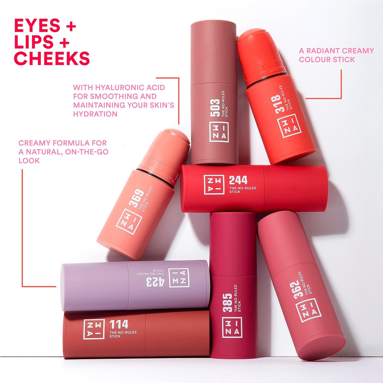 MAKEUP - the Color Lip Oil 362 + the No-Rules Stick 362 - Balsamo Labbra E Blush in Crema Rosa Con Acido Ialuronico + Blush Stick per Occhi Labbra E Guance - Vegan - Cruelty Free