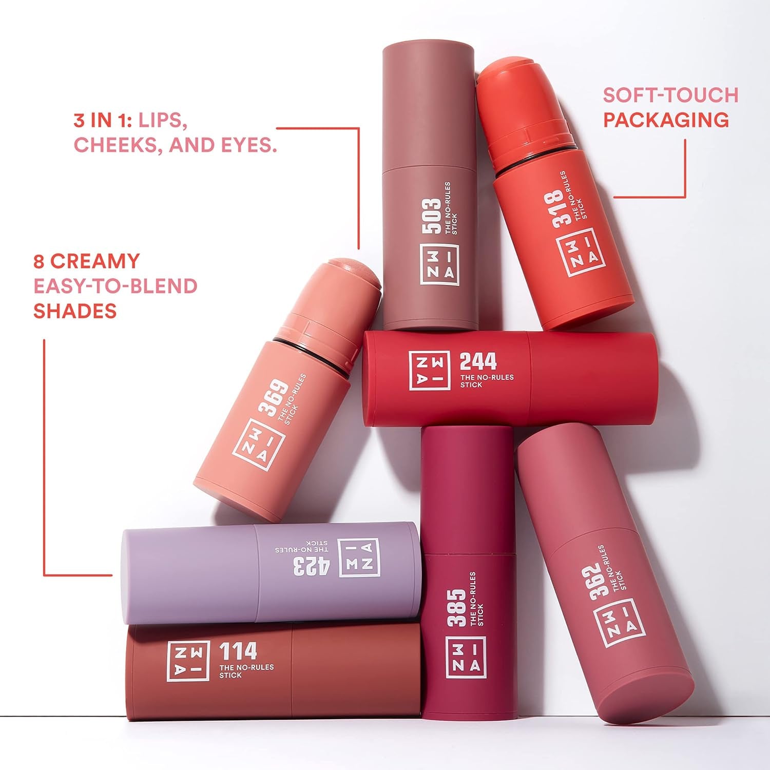 MAKEUP - the Lip Gloss 362 + the No-Rules Stick 362 - Rosa - Effetto Specchio - Look Lucido - Apparenza Cremosa - Blush in Crema Rosa Con Acido Ialuronico - Vegan - Cruelty Free