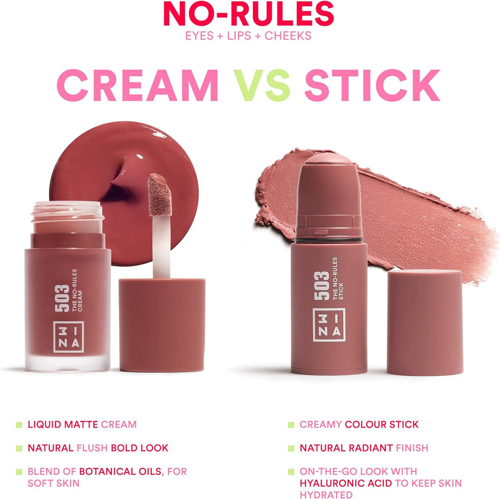 MAKEUP - the No-Rules Stick 503 - Nudo - Blush in Crema Con Acido Ialuronico per Occhi Labbra E Guance - Finitura Naturale - Vegan - Cruelty Free