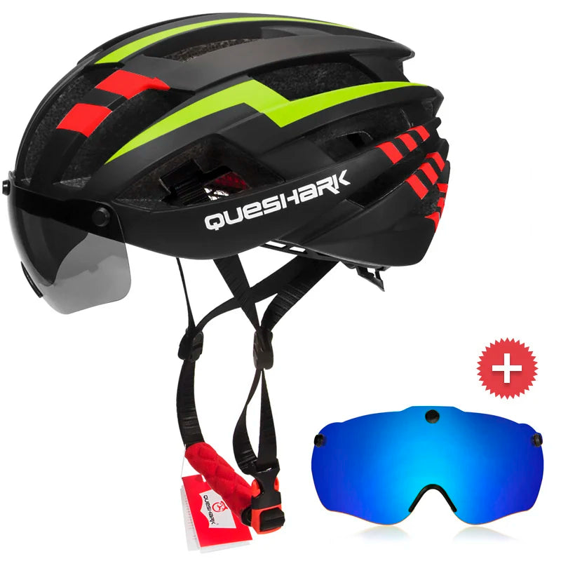 Men Women Cycling Helmet MTB Road Bike Bicycle Motorcycle Riding Removable Yellow Colorful Silver Blue Lens QE115