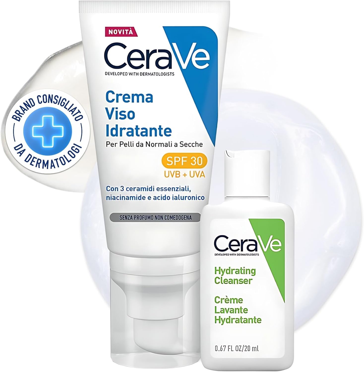 Cerave Detergente Idratante Viso + Crema Idratante Viso Con Protezione Solare
