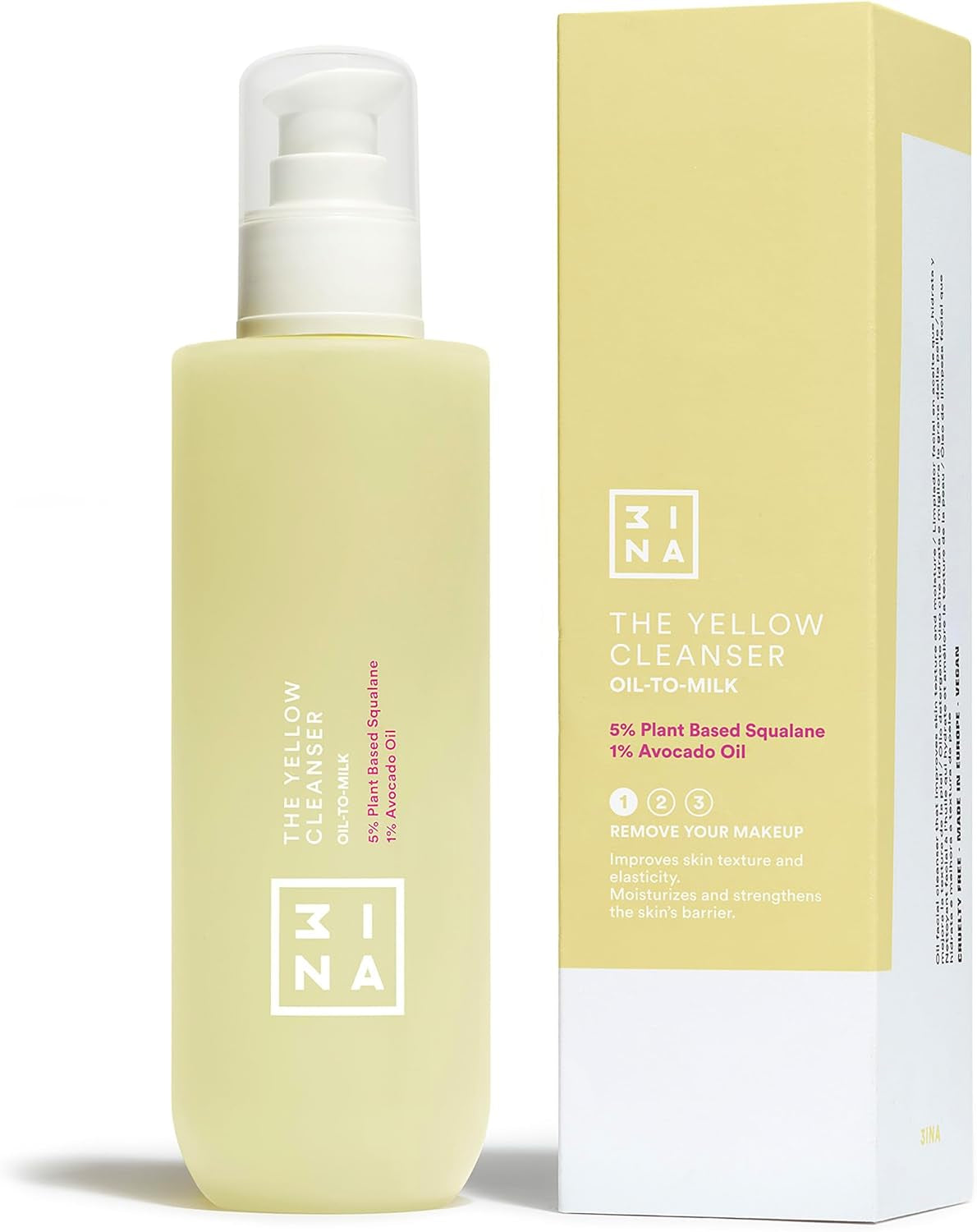 MAKEUP - the Yellow Cleanser - Olio Detergente Viso 5% Squalano + 1% Olio Di Avocado - Rafforzare La Barriera Cutanea E L'Elasticità Del Viso - Idratante Oil Cleanser - Vegan - Cruelty Free