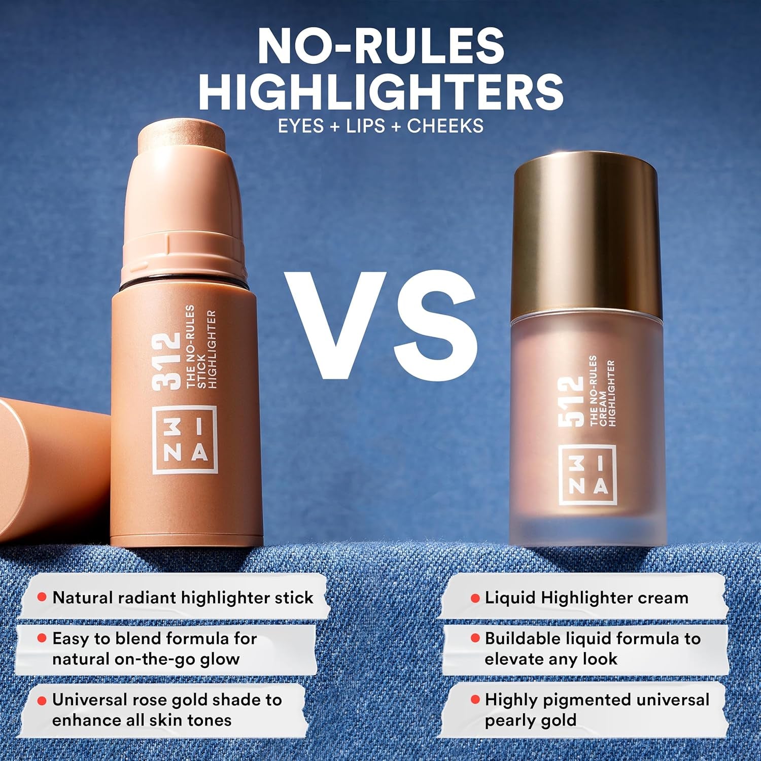 MAKEUP - the No-Rules Cream Highlighter 512 - Illuminante Liquido in Crema Oro Perlato per Occhi Labbra E Guance - Finitura Naturale - Vegan - Cruelty Free